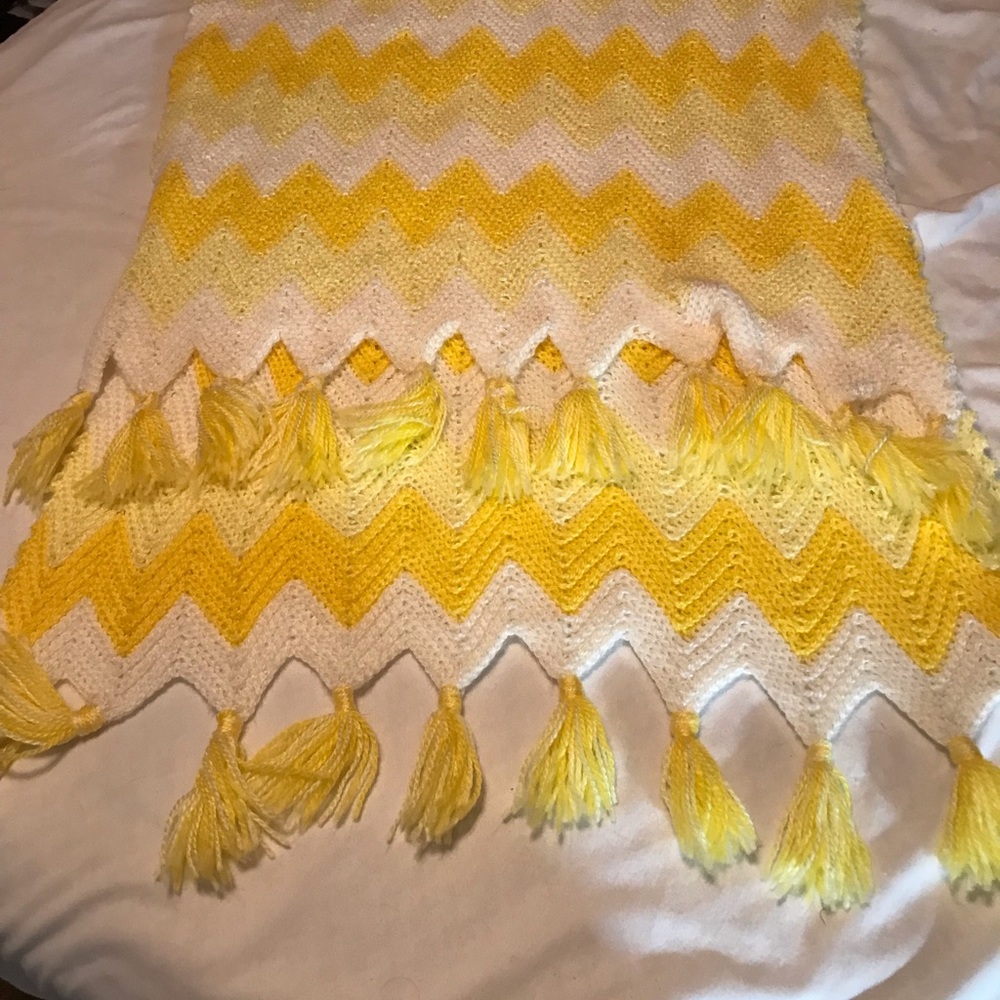 Variegated Yellow Chevron Lap Afghan handmade
